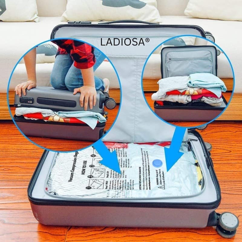 5 Pack Vacuum Storage Bags with Pump - 80% Space Saving, Bigger and Thicker Vacuum Seal Bags for Clothes, Comforters, Blankets, Pillows view 8
