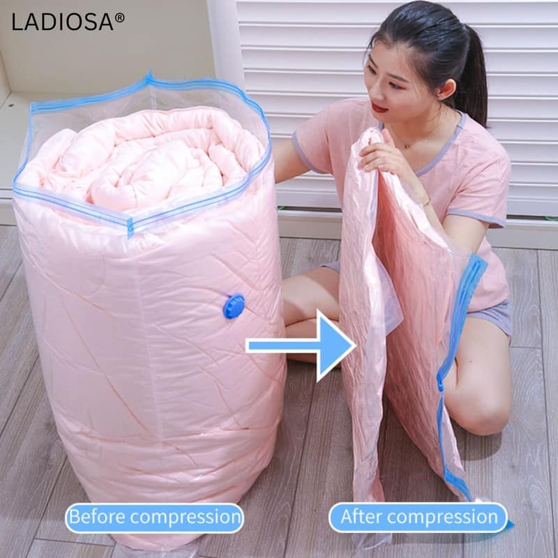 5 Pack Vacuum Storage Bags with Pump - 80% Space Saving, Bigger and Thicker Vacuum Seal Bags for Clothes, Comforters, Blankets, Pillows view 9
