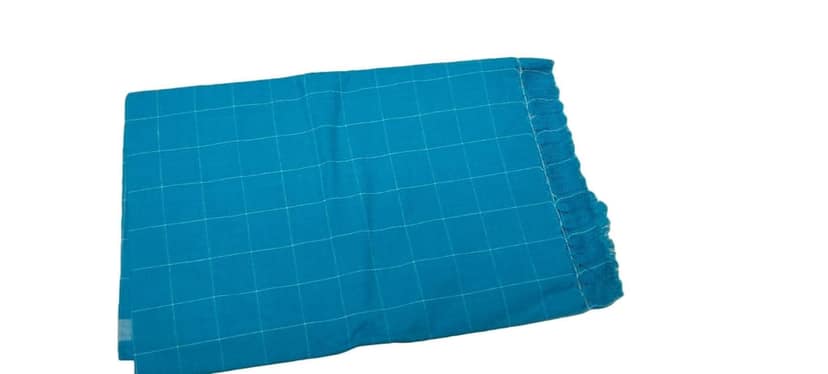 Pure Cotton Dhoti for Men - White and Blue - 30 x 60 Inches" view 3