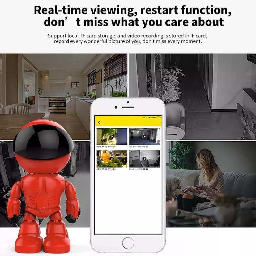 AUSHA WiFi CCTV Robot Camera | 1080p HD Smart Home Security with 360° View & Auto Tracking view 3