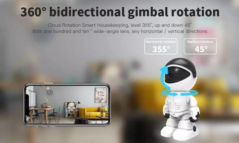 AUSHA WiFi CCTV Robot Camera | 1080p HD Smart Home Security with 360° View & Auto Tracking view 7