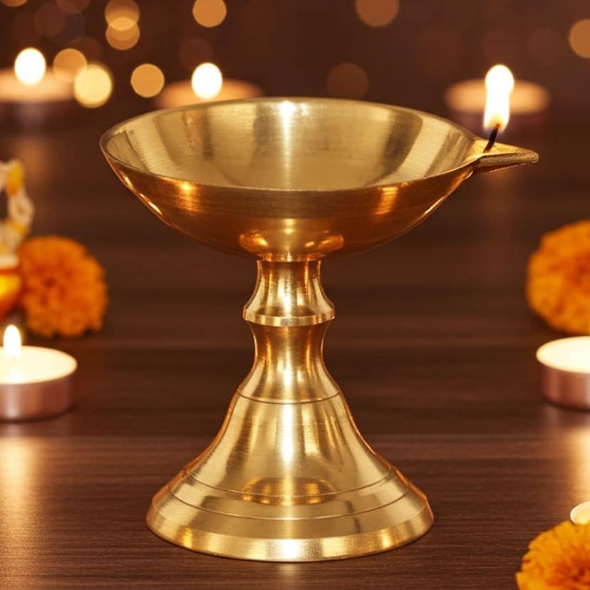 Brass Table Decor Panti Stand Deepak No. 1 (FMAS685 A)