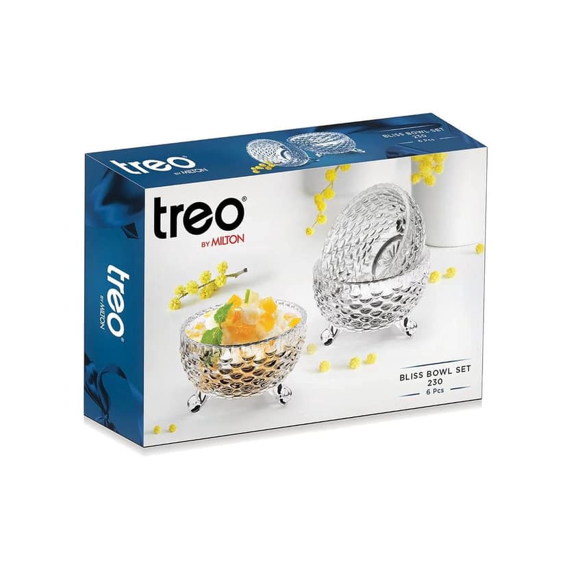 Treo By Milton Bliss Glass Bowl Set of 6, 230 ml Each, Transparent | Dessert | Ice Cream | Gulab Jamun | Sweets | Fruit Salad| Serving | Gifting view 4