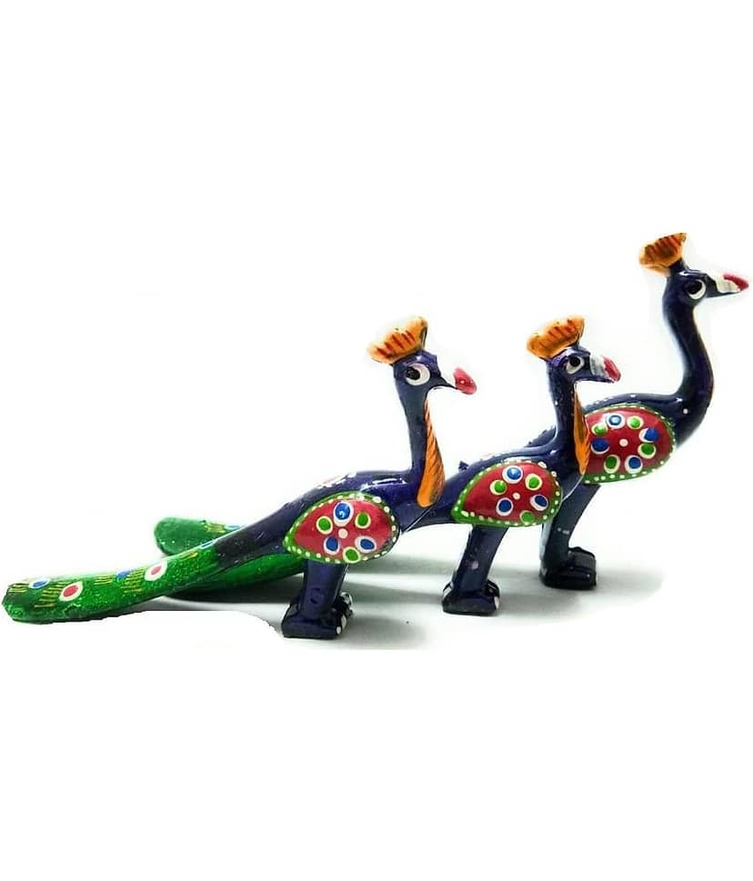 AFTERSTITCH peacock idol set of 3 Showpiece statue for home office decor 9.5 cm (Pack of 3)