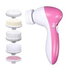 5-in-1 Electric Facial Cleansing Brush Massager, Pink view 2