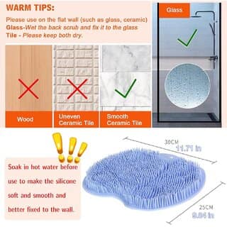 Shower Back & Foot Massager,Wall Mounted Back Scrubber Silicone Bath Massage Cushion Brush With Suction Cups,Bathroom Wash Foot Mat Exfoliating Dead Skin Foot Brush (L-Pink Blue) view 2