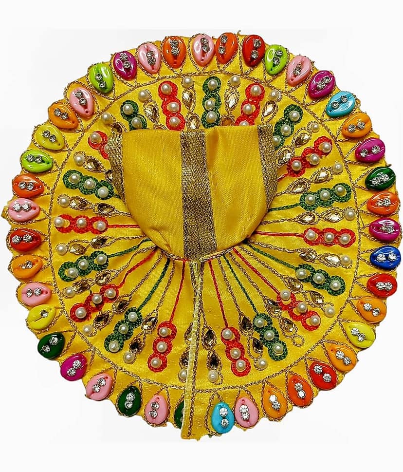 Cherry Tree Laddu Gopal Yellow Silk Dress ( Pack of 1 )