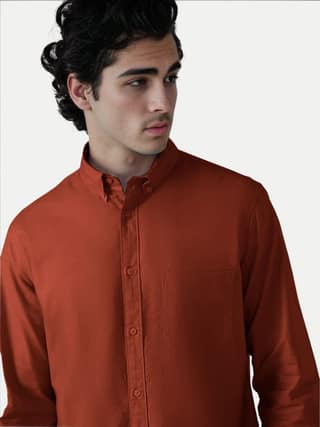 Mens Dark Orange Oxford shirt
