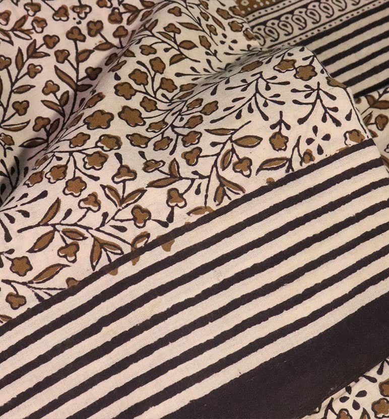 Bagh Hand Block Printed Cotton Saree – Traditional Natural Dye Drape view 6