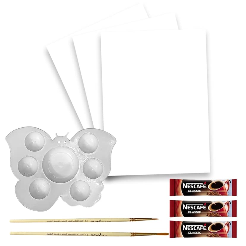Coffee Painting on Square Coasters DIY Kit by Penkraft view 2