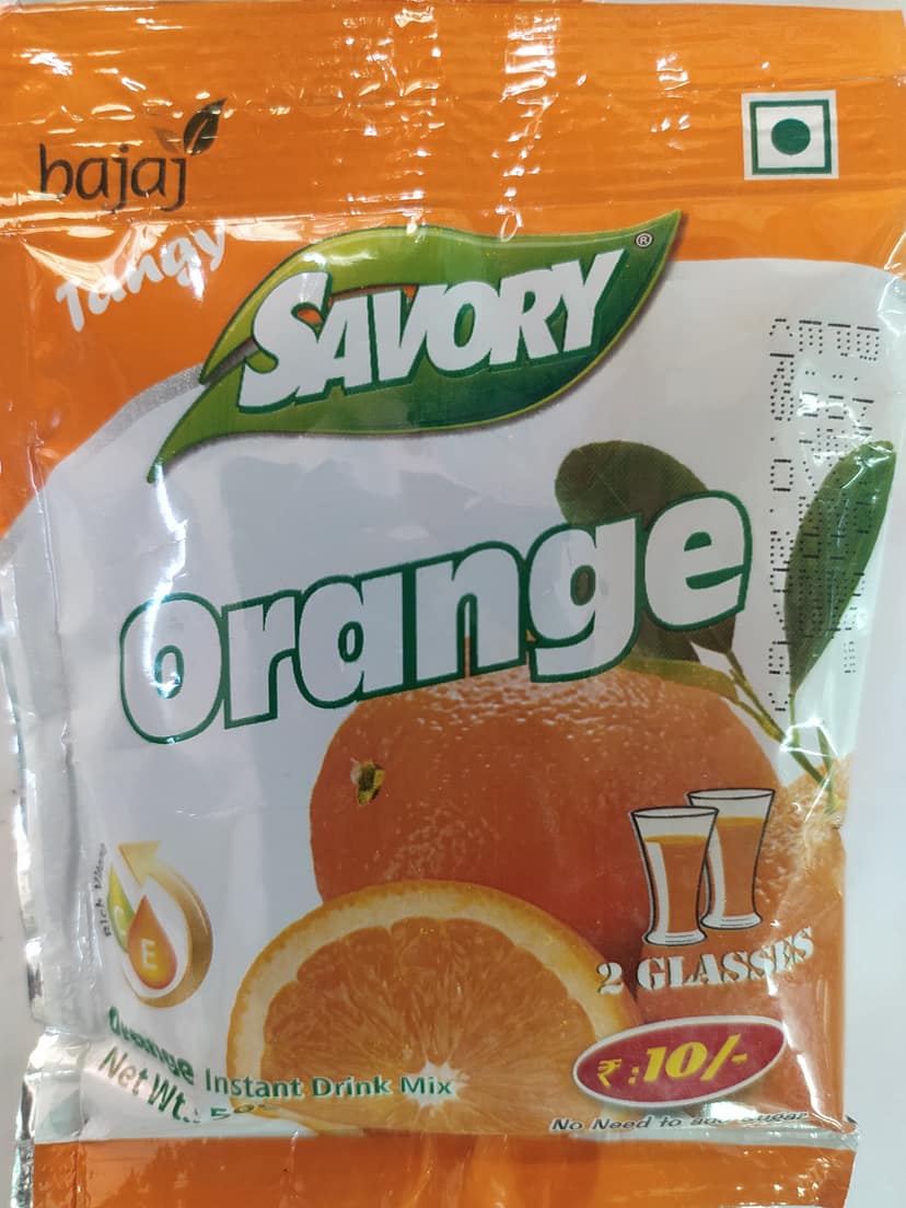 Tangy Bajaj Savory Orange instant drinks mi