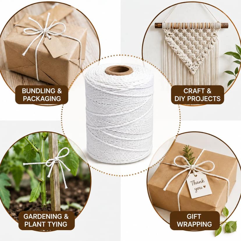 White Cotton Twine Roll 40gm, White Cotton Twisted Thread Roll 40gm, White Cotton Cord Roll 40gm, White Cotton Packing Twine 40gm, White Cotton Utility Twine 40gm view 4
