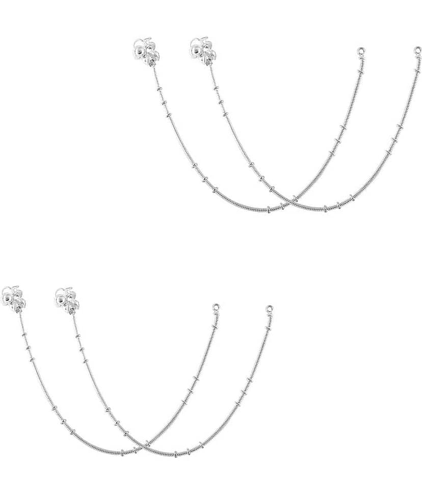 HEER COLLECTION - Silver Anklets ( Pack of 2 )