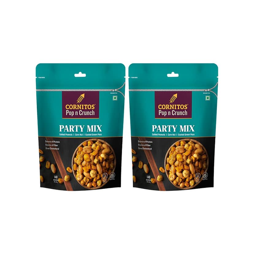 Cornitos Pop n Crunch Party Nut Mix - Salted Peanuts, Corn Nut & Coated Green Peas - Pack of 2 view 2