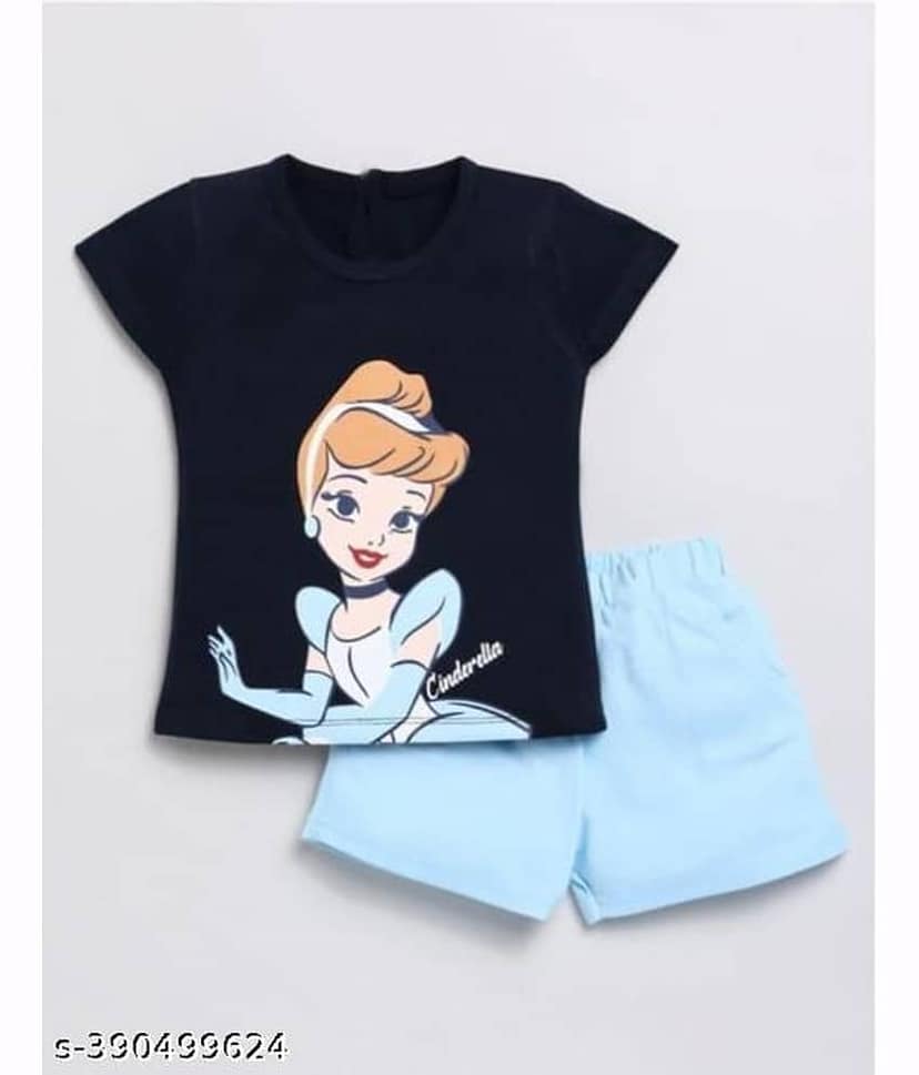 ODIMENT Pack of 1 Girls Cotton Blend T-shirt & Shorts ( Multicolor )