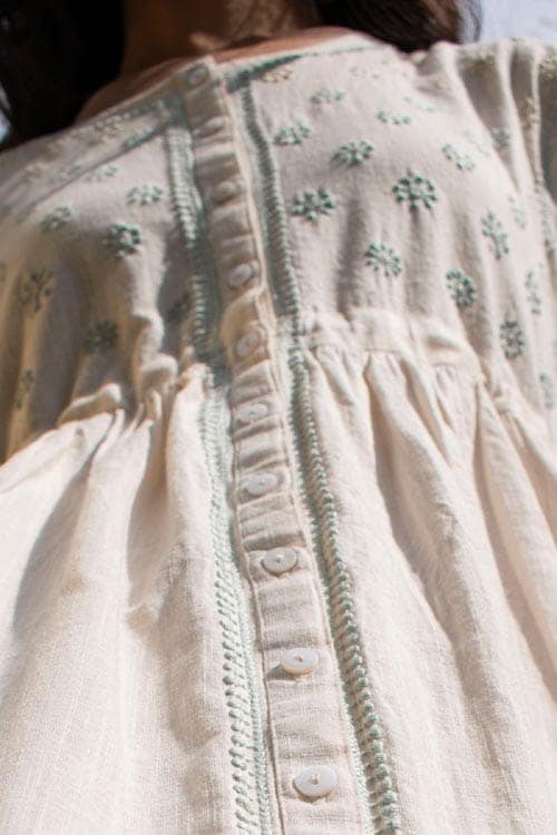 Avani Chikankari Off white Pure Cotton Sleeveless Dress view 4