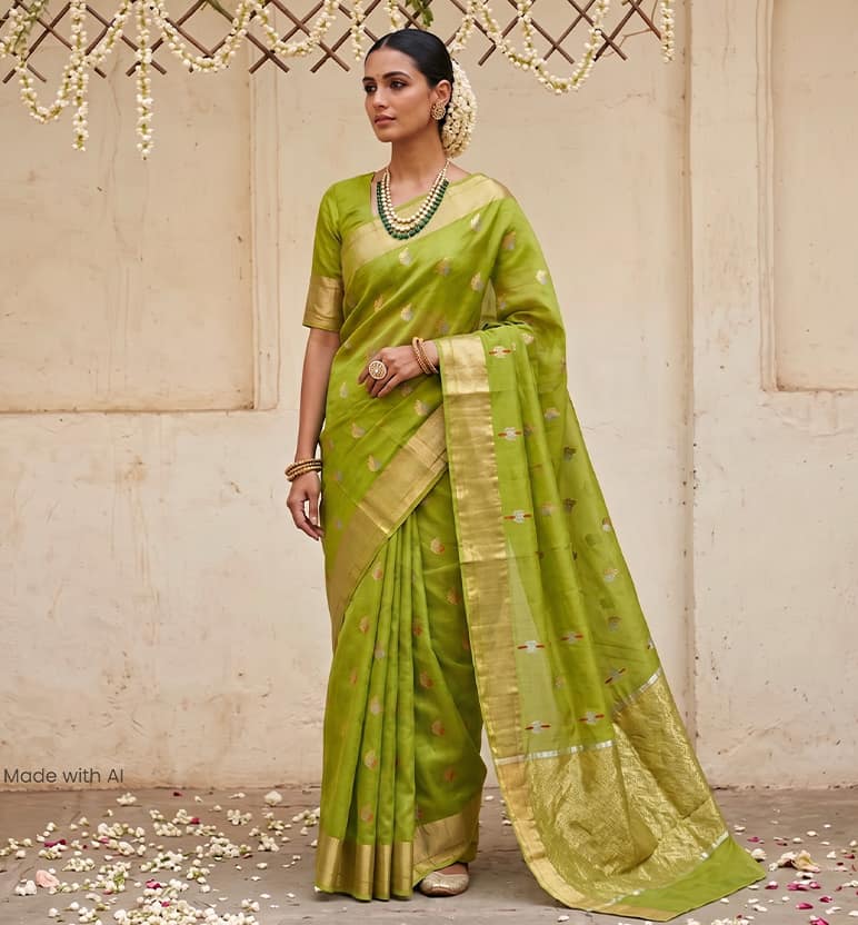 Handloom Chanderi Silk By Cotton Saree view 7