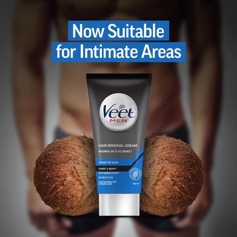 Veet Hair Removal Cream for Men, Sensitive Skin, 50g Each (Pack of 3) view 6