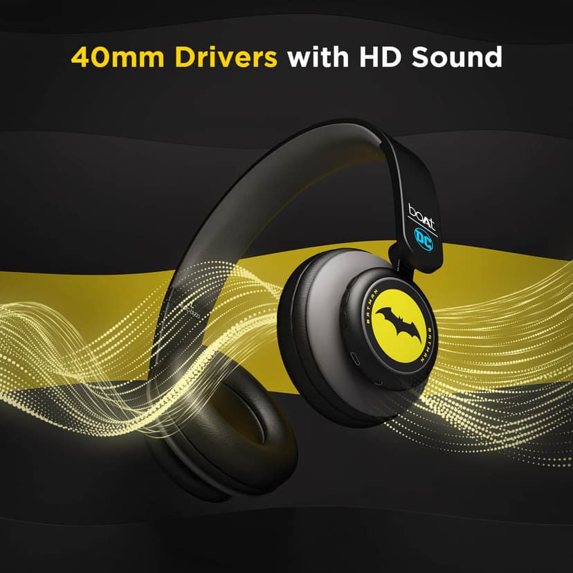boAt Rockerz 450 Batman DC Edition | Bluetooth Wireless Headphone with 40 mm Drivers HD Immersive Audio, Power Up For 15HRS view 2