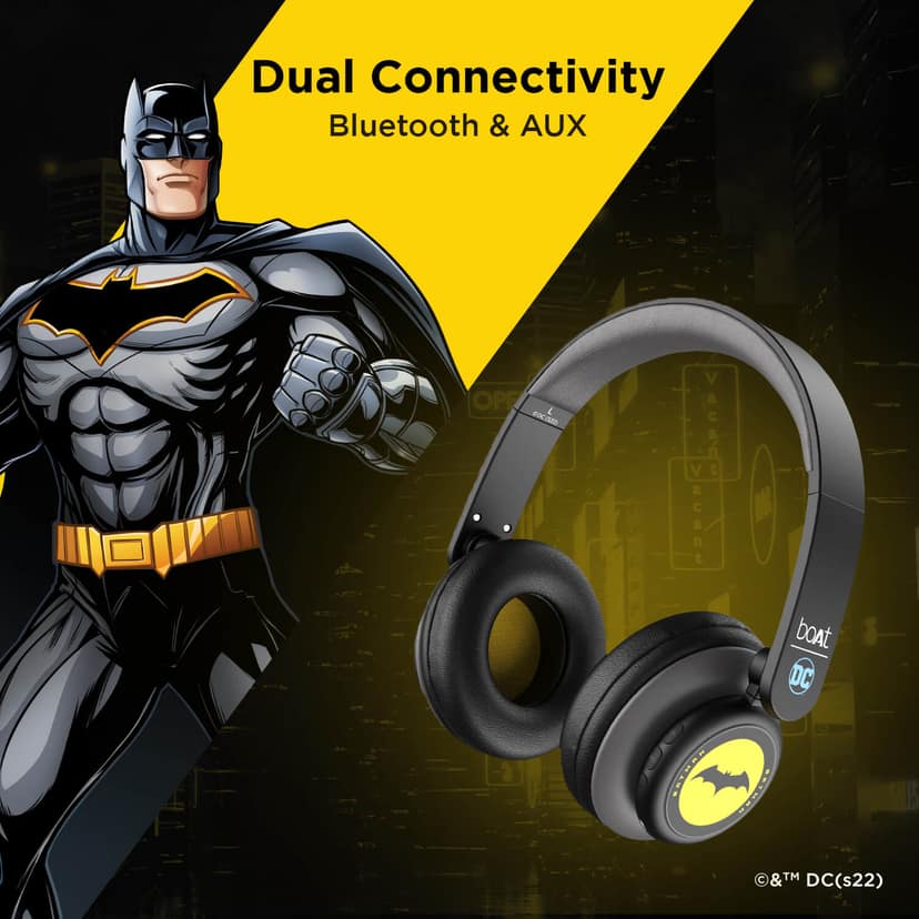 boAt Rockerz 450 Batman DC Edition | Bluetooth Wireless Headphone with 40 mm Drivers HD Immersive Audio, Power Up For 15HRS view 4