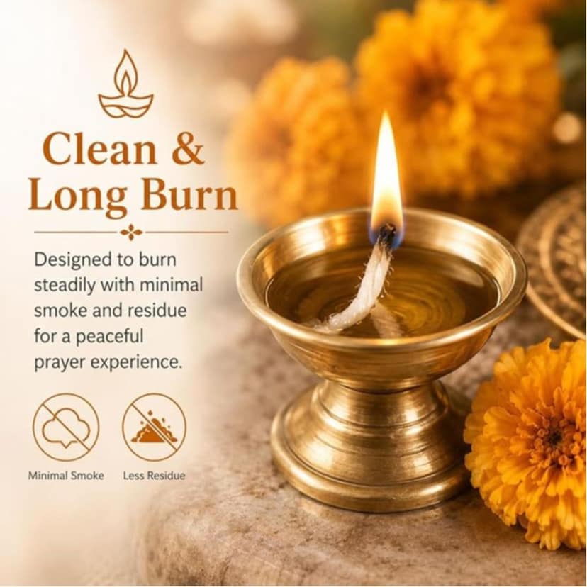 Desi Round Cotton Wicks Diya Batti - White Phool Rui for Pooja | Long Lasting Aarti Use | Temple Daily Worship (Pack of 600 Pcs) view 3