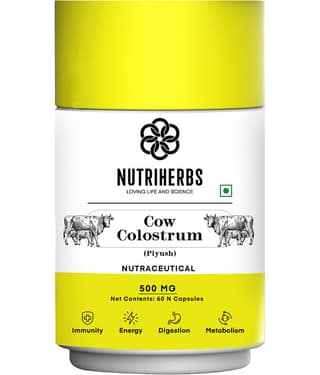 Nutriherbs Cow Colostrum 500 mg - 60 Capsules | Helps to Immunity Booster | Improves Appetite for Men and Women