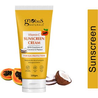 Globus Naturals Vitamin C Sunscreen Cream with Goodness of Coconut Papaya For Sun Protection All Skin Types 100gm