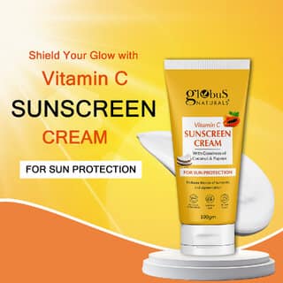 Globus Naturals Vitamin C Sunscreen Cream with Goodness of Coconut Papaya For Sun Protection All Skin Types 100gm view 2