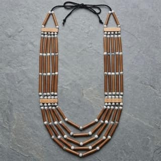 Tribal Handcrafted Wooden Tiered Necklace