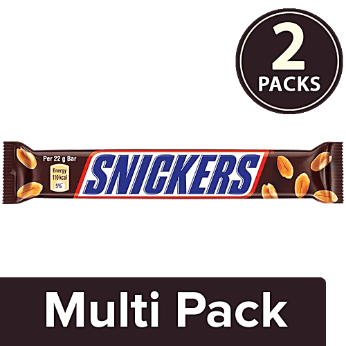 Snickers Chocolate Bar - Peanut, 2x22 g Multipack