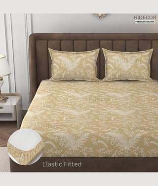 HIDECOR Microfibre 1 King Fitted Bedsheet with 2 Pillow Covers ( 198 cm x 182 cm ) , Off White