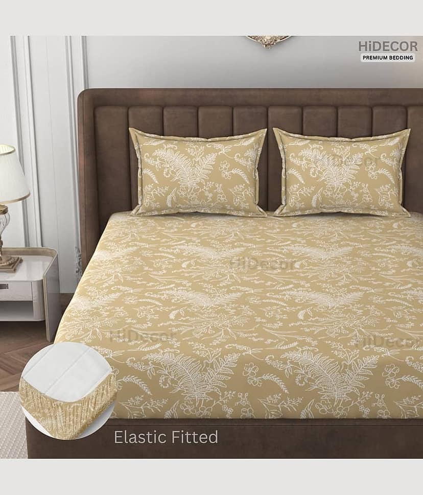 HIDECOR Microfibre 1 King Fitted Bedsheet with 2 Pillow Covers ( 198 cm x 182 cm ) , Off White