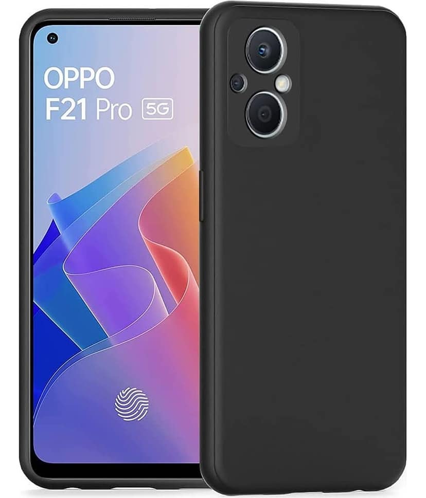 Spectacular Ace - Black Silicon Plain Cases Compatible For Oppo F21 Pro 5G ( Pack of 1 )