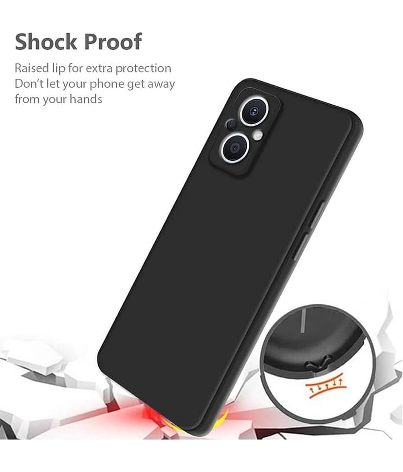 Spectacular Ace - Black Silicon Plain Cases Compatible For Oppo F21 Pro 5G ( Pack of 1 ) view 2