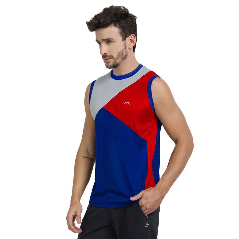 FTX Men Colorblock Round Neck Sleeveless Tshirt view 4