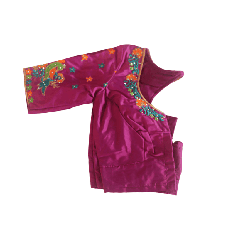 Pink Color Embroidery Work Readymade Blouse For Women view 2