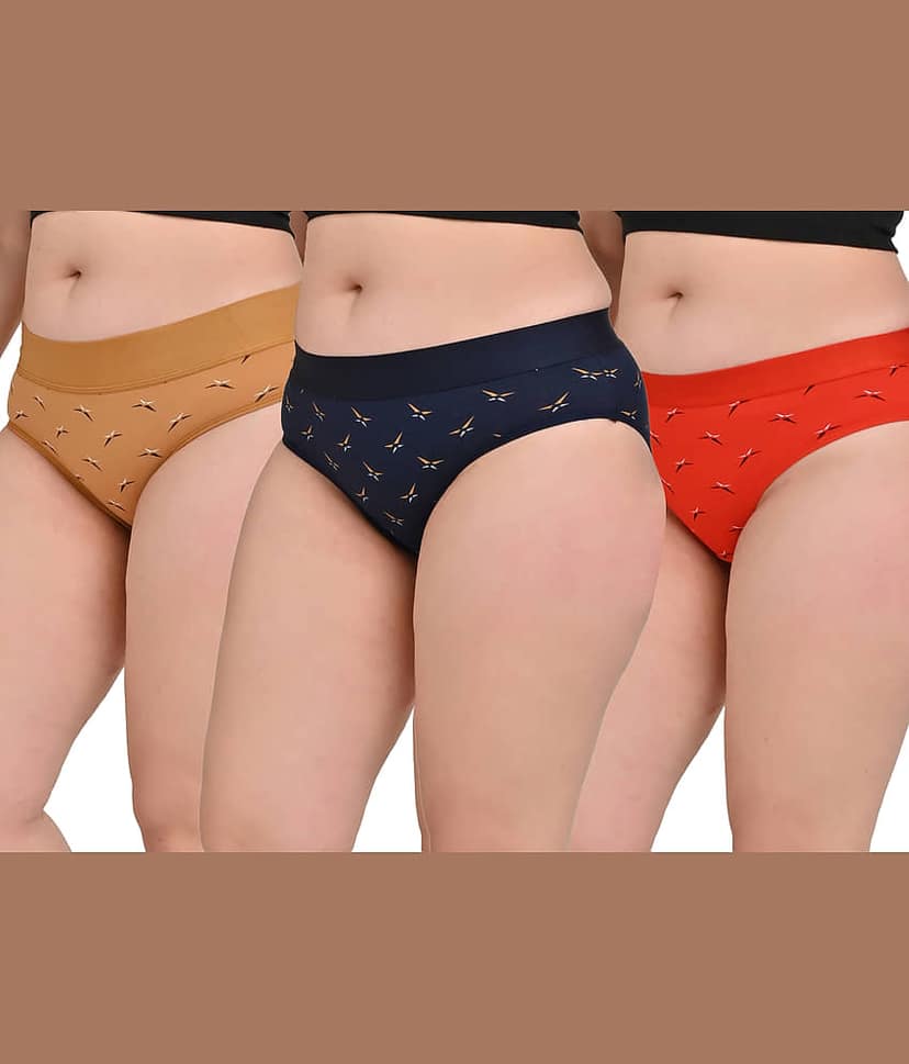 The Tusht Pack of 3 Cotton Blend Hipster For Women ( Multicolor )