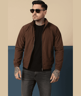 VOGATI Polyester Men's Casual Jacket - Brown ( Pack of 1 )