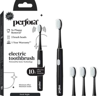 Perfora Electric Toothbrush | 1 Year Warranty | Electric Brush, Electric Toothbrush For Kids, Men & Women, 2 Modes, AAA Powered, 90 Days Battery Life, 002 (Dark Night)