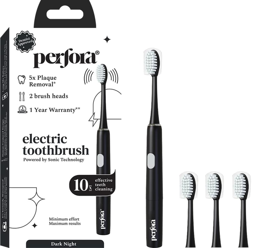 Perfora Electric Toothbrush | 1 Year Warranty | Electric Brush, Electric Toothbrush For Kids, Men & Women, 2 Modes, AAA Powered, 90 Days Battery Life, 002 (Dark Night)