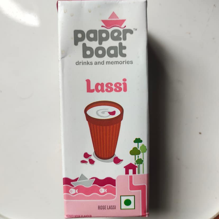 Paper boat rose lassi