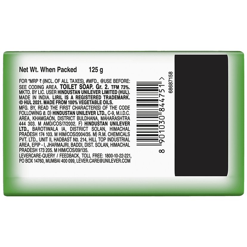 Liril Lemon & Tea Tree Oil Soap, Made From 100% Vegetable Oils, 125 G Carton view 2