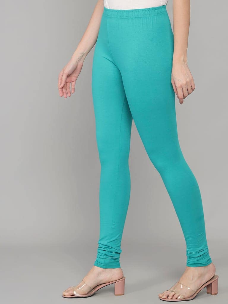 SOFT COLORS Women's Skinny Fit Ethnic Wear Churidar Leggings (Rama Green) view 3