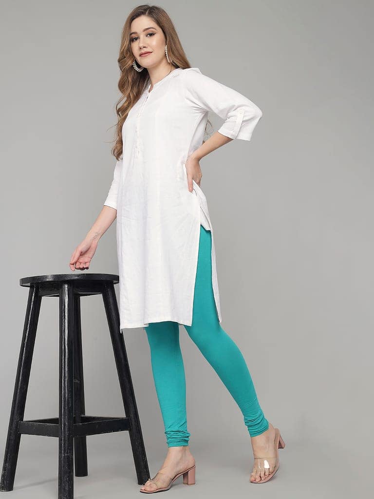 SOFT COLORS Women's Skinny Fit Ethnic Wear Churidar Leggings (Rama Green) view 4