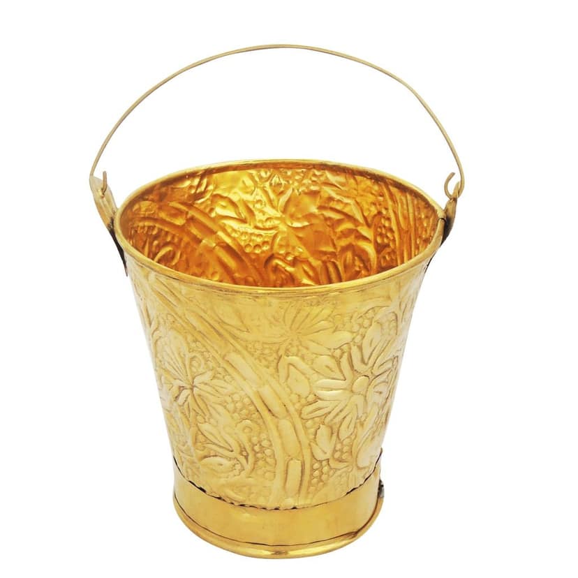 Brass Bucket Miniature Toy | Indian Vintage Collectible, Height : 4.5 Inch (ZMAS251 A) view 2