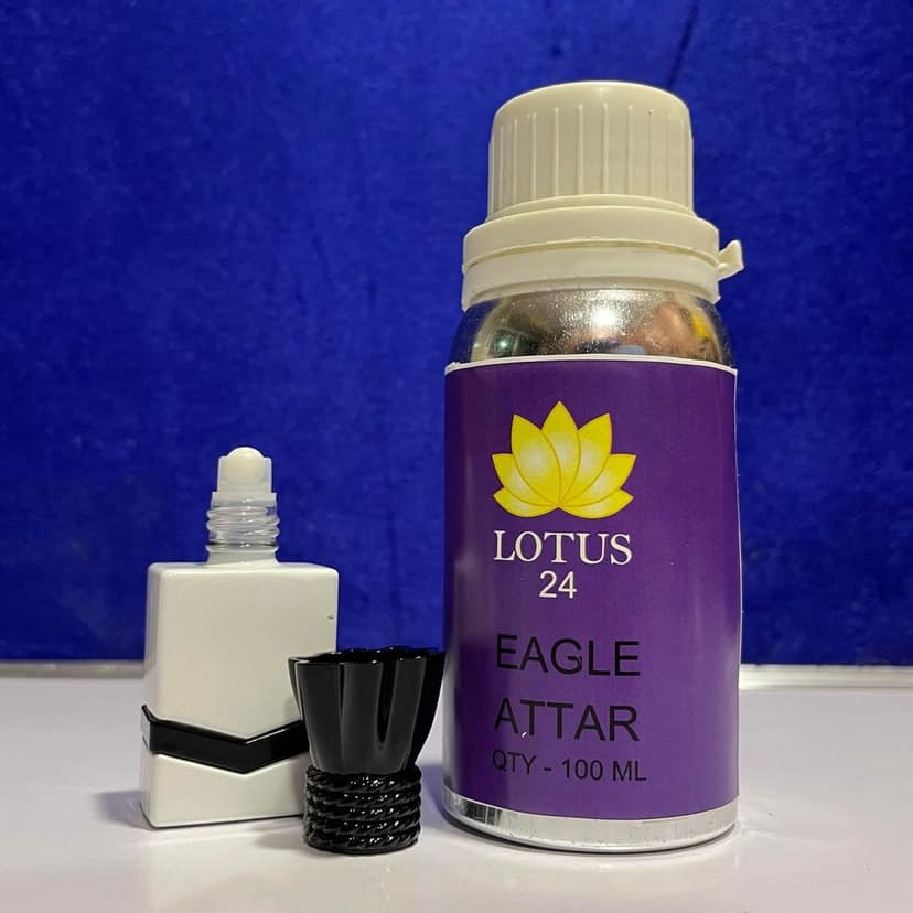 LOTUS24 Eagle Attar 3.4 fl. oz. (100ml) + Free 0.2 fl. oz. (6ml) | Bold Woody & Musky Aroma | Long-Lasting Alcohol-Free Perfume Oil view 3