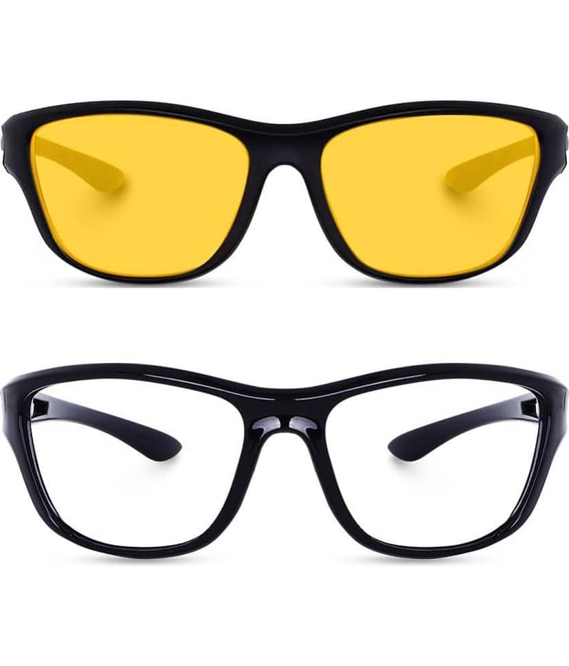 Kanny Devis - Black Wrap Around Sunglasses ( Pack of 2 )
