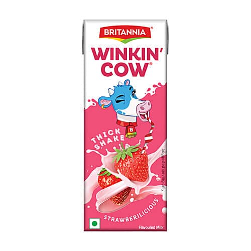 Britannia Winkin' Cow Strawbericious Thick Milkshake, 200 ml