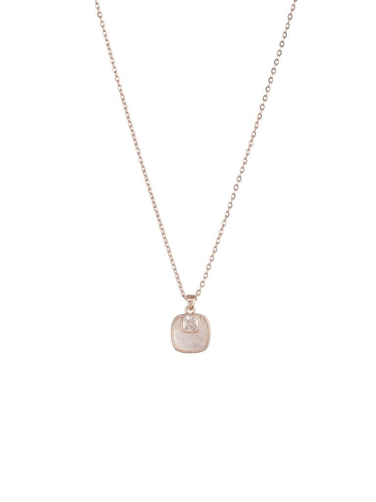Anti-Tarnish Rose Gold Plated Minimal Faux Pearl Geometric Square Pendant Chain Jewellery Set view 6