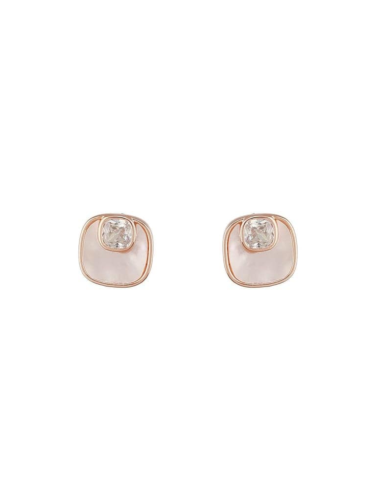 Anti-Tarnish Rose Gold Plated Minimal Faux Pearl Geometric Square Pendant Chain Jewellery Set view 7